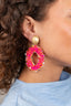 Fuchsia Oorbellen Jace Open Oval w/ Beads L