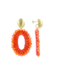 Lott Earrings Open Oval Double Beads - Orange