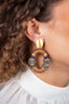Lott Earrings Combi Oval Deluxe L - Brown/Disco Purple/Grey