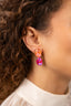 Lott Earrings Oval Waterfall Two Stones M - Orange/Fuchsia