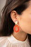Lott Earrings Open Oval Tube Beads - Orange