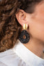 Lott Earrings Drop Crystal Double - Black