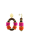 Lott Earrings Combi Oval Deluxe M - Oak Brown/Fuchsia/Orange