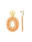 Lott Earrings Open Oval Double L - Lion Orange