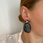 Lott Zwarte Oorbellen Asymmetric Oval L Marble Black