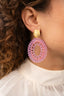 Lott Earrings Open Oval Double L - Lilac