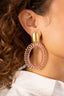 Lott Oorbellen Open Oval Flat Beads L Old Pink/Gold