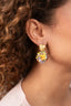 Lott Earrings Sequin Flower Globe S - Yellow/Lavender/Mint