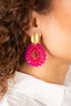 Lott Earrings Open Drop S Irregular Stones - Fuchsia Milk