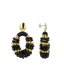 Lott Earrings Combi Oval M Gold Stripes Black with Gold Beads