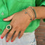 PScallme Ring Flat Stone Green Light