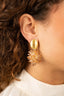 Lott Earrings Thick Oval Crystal Sequins - Latte