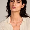 Blush ketting Hanger Zwarte Parelmoer en Bergkristal 14k goud 3169YBQ