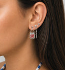 Anna + Nina Zilveren Single Bravery Heart Stud Oorbel