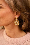 Goud- en Zilverkleurige Oorbellen Louise Irregular Double Stones Drop S
