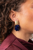 Lott Oorbellen Sam Thick Oval Crystal Sequins - Dark Blue