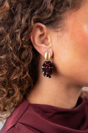 Lott Oorbellen Sam Thick Oval Crystal Sequins - Cherry Lacquer