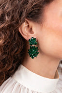 Lott Oorbellen Thick Oval Crystal Sequins - Emerald Green