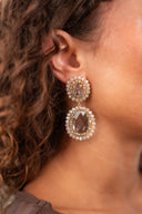 Lott Oorbellen Double Beaded Oval - Nude/Retro Blue