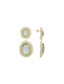 Lott Oorbellen Double Beaded Oval - Nude/Retro Blue