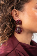 Lott Bordeaux Rode Oorbellen Double Beaded Oval Earring Myron