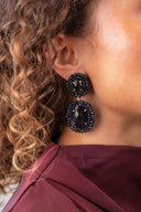 Lott Blauwe Oorbellen Double Beaded Oval Earring Myron