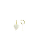 Lott Gouden Parel Oorbellen Flat Heart M