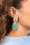 Turquoise Oorbellen Doris Framed Oval
