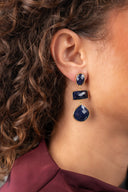 Lott blauwe Oorbellen Triple Shapes Lune