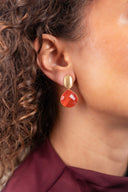 Lott Neon Rode Oorbellen Round Framed Drop Leni