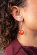 Lott Neon Rode Oorbellen Round Framed Drop Leni