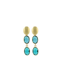 Lott Oorbellen Two Framed Stones - Teal Mix