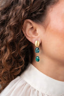 Lott Oorbellen Two Framed Stones - Teal Mix