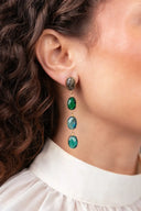 Lott Oorbellen Four Framed Stones - Teal Green Mix