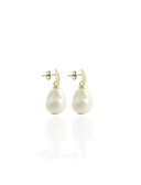 Lott Gouden Parel Oorbellen Irregular Stone S - Pearl White