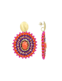 Lott Oorbellen Jamie Filled Oval 3 rings with Stones M - Fuchsia/Red/Purple