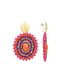 Lott Oorbellen Jamie Filled Oval 3 rings with Stones M - Fuchsia/Red/Purple