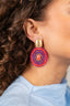 Lott Oorbellen Jamie Filled Oval 3 rings with Stones M - Fuchsia/Red/Purple