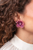 Lott Oorbellen Flower w/ Sequins S - Berry Pink