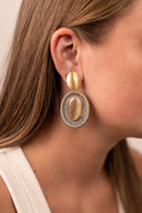 Lott Oorbellen Oval Facet Stone M - Champagne