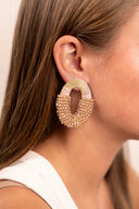 Lott Oorbellen Combi Oval Silk Half Beaded M - Champagne