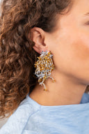 Lott Oorbellen Flower String M - Silver/Gold