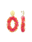 Fuchsia Oorbellen Jace Open Oval w/ Beads L