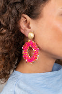 Fuchsia Oorbellen Jace Open Oval w/ Beads L