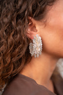 Lott Oorbellen Sequin Oval Creole XL - Crystal Nude