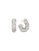 Lott Oorbellen Sequin Oval Flower Creole L - Silver
