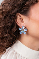 Lott Oorbellen Strass Flower M - Blue Aura