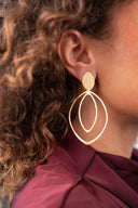 Lott Gouden Oorbellen Double Drop L - Brushed Gold