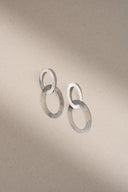 Lott Classic dubbel ovaal satin oorbellen zilver