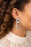 Lott Classic dubbel ovaal satin oorbellen zilver